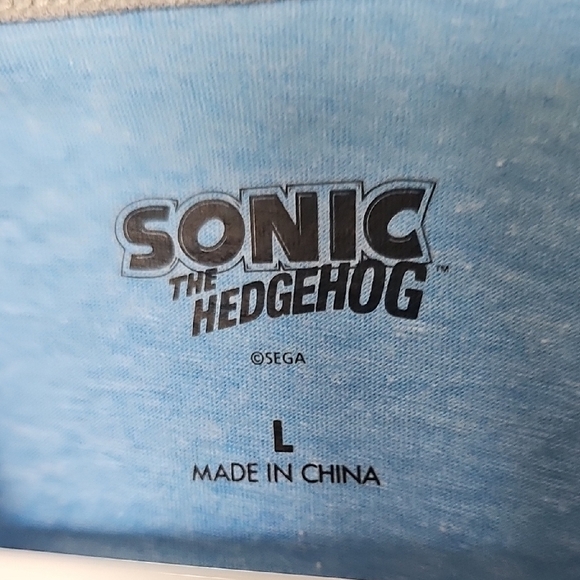 Sonic The Hedgehog Sequin Glasses Kids Blue Short Sleeve Ringer T-Shirt - Picture 5 of 7